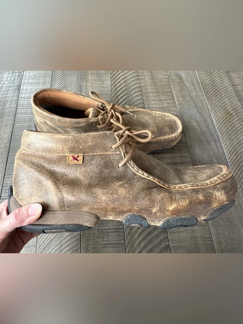 Twisted X Driving Leather Moccasin Chukka Distressed Boots Men’s Size 10.5